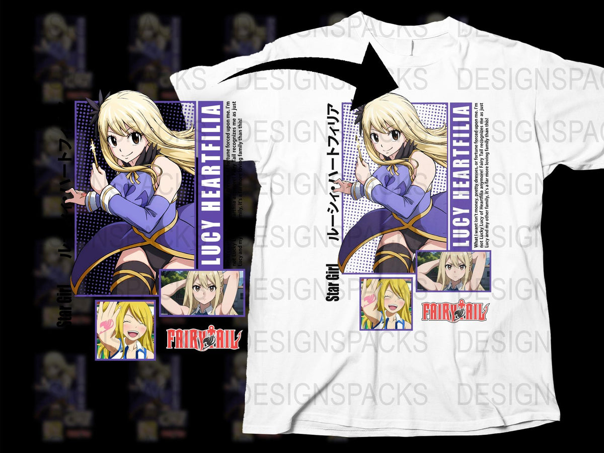 Fairy Tail Anime Lucy Heartfilia Graphic T-Shirt, Manga Fan Gift, Unisex Anime Apparel, Cotton Tee