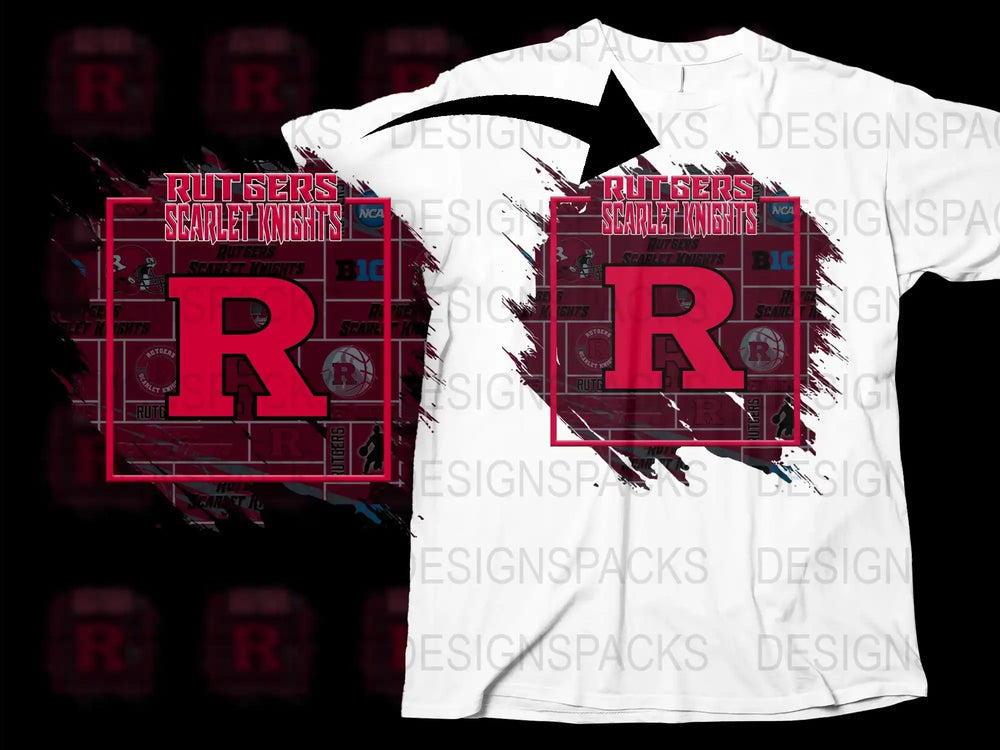 Rutgers Scarlet Knights T-Shirt, College Football Graphic Tee, White Red Design, Sports Fan Apparel, Big R Logo, Casual Wear