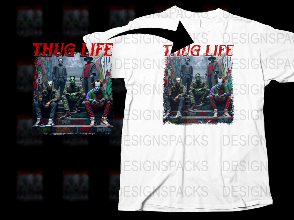 Thug Life Graphic Tee, Urban Street Style Hip Hop Inspired Full Print Shirt