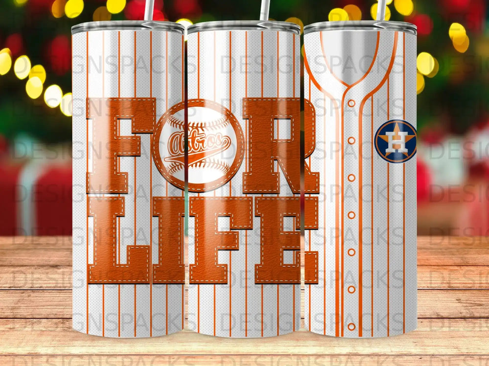 Houston Astros "For Life" tumbler with team logo.