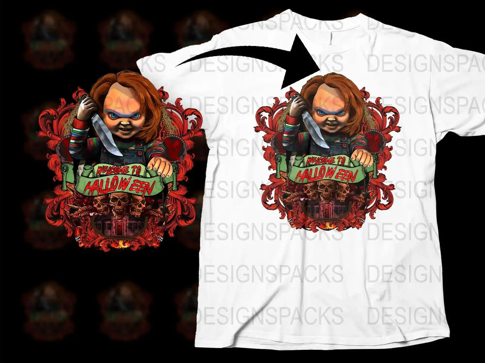 Chucky Horror Halloween T-Shirt, Scary Movie Fan Tee, Graphic Print Front and Back, Unisex Clothing