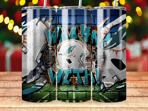 Miami Dolphins football helmet and text 