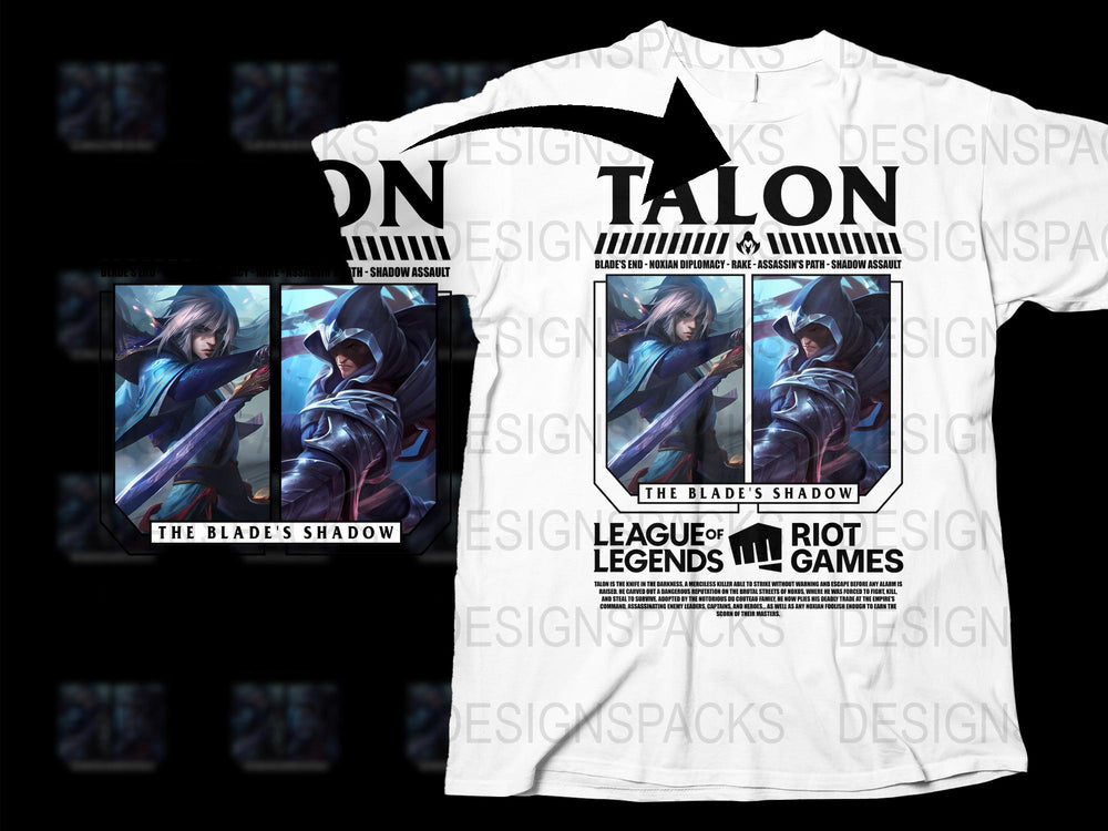 League of Legends Talon T-Shirt, The Blade's Shadow Graphic Tee, Gamer Merchandise, Riot Games Apparel