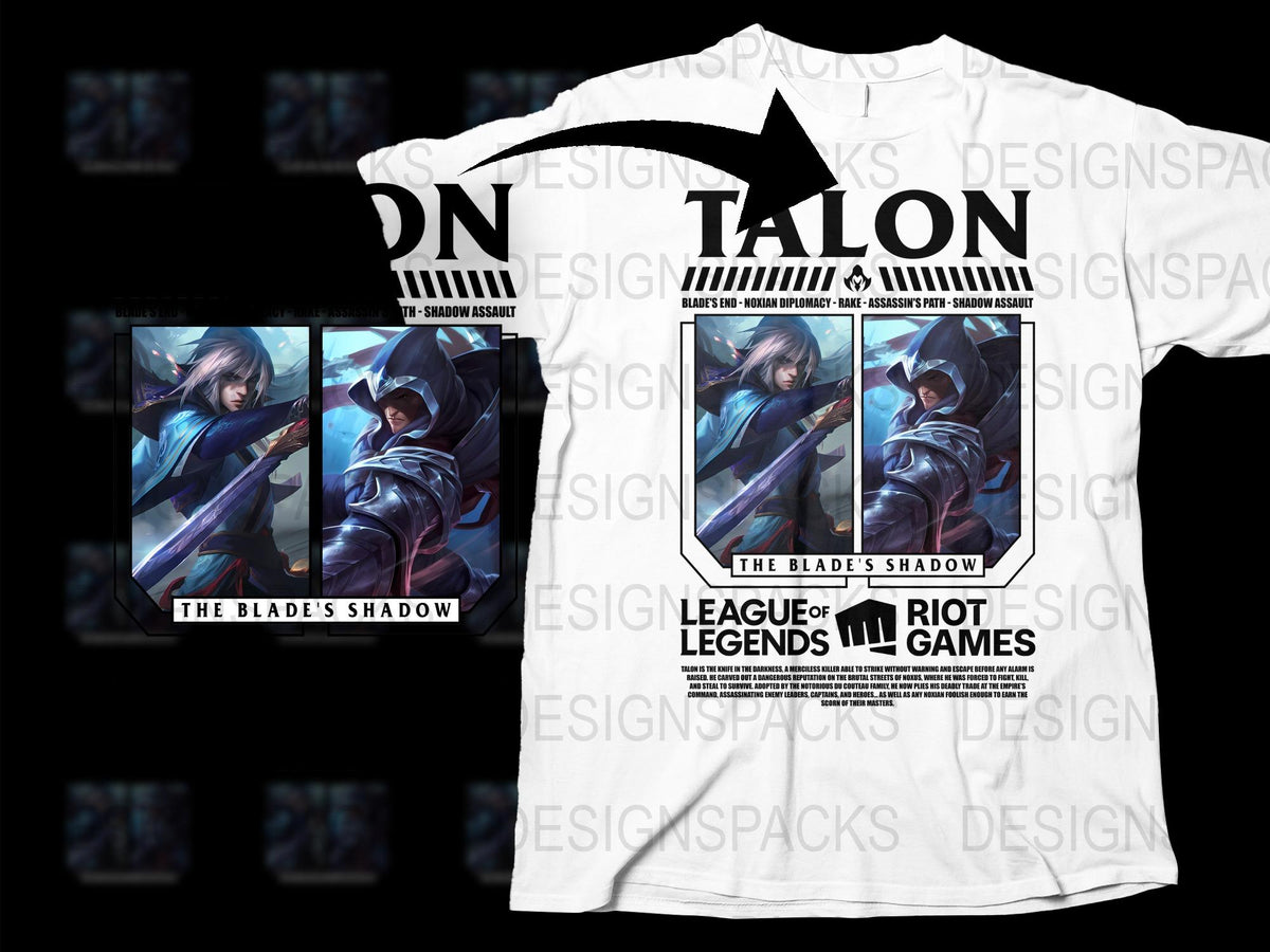 League of Legends Talon T-Shirt, The Blade's Shadow Graphic Tee, Gamer Merchandise, Riot Games Apparel