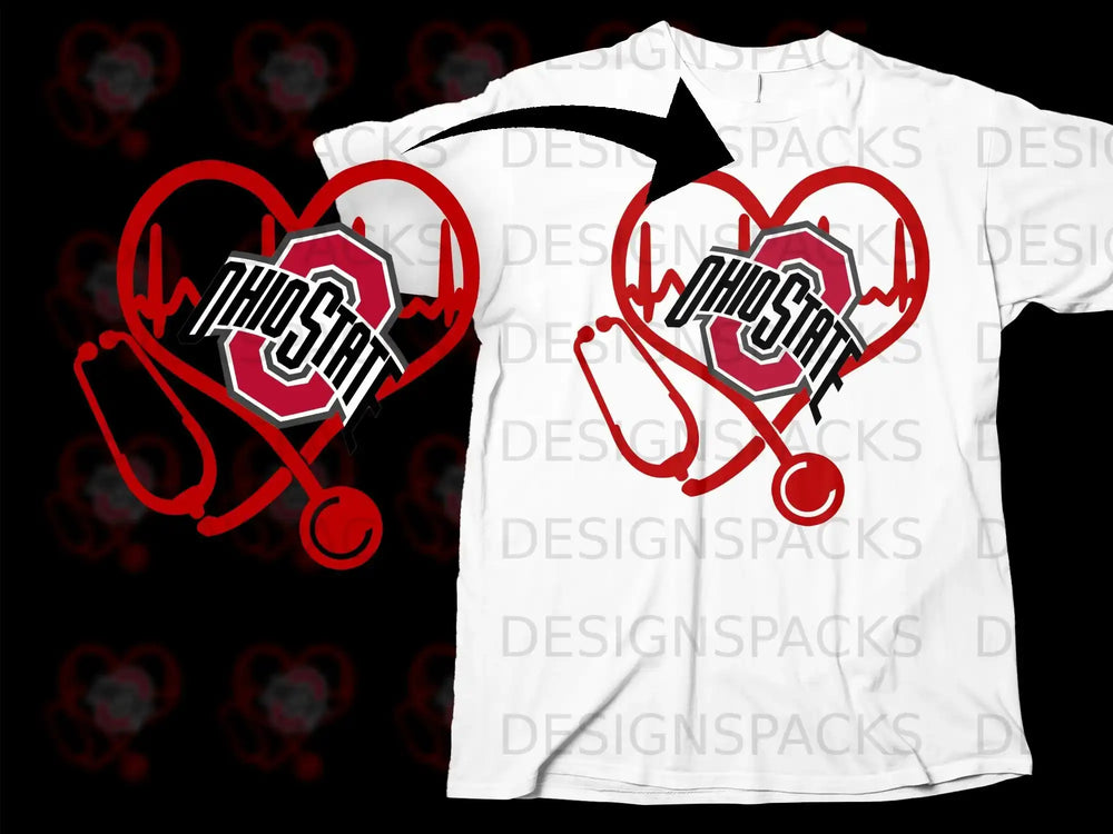 Ohio State Heart with Stethoscope Graphic T-shirt