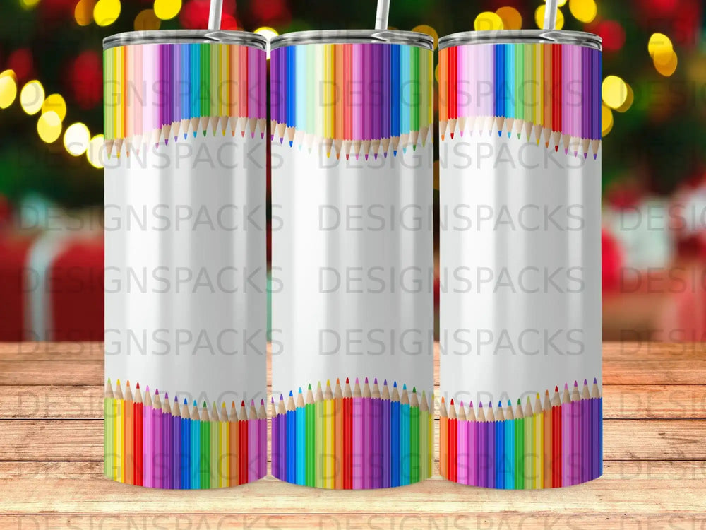Rainbow Pencil Design Tumbler Artist School Product Type