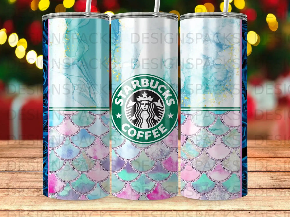 Starbucks tumbler with mermaid scale design.