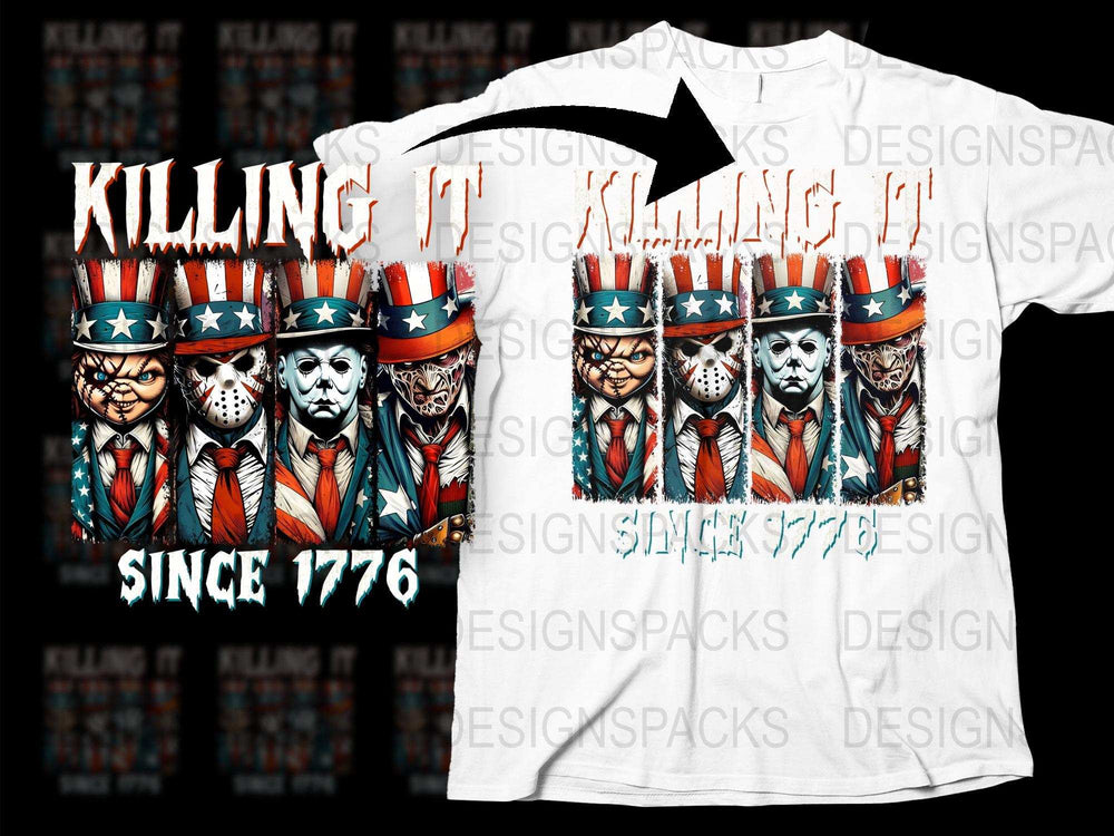 Patriotic Clown T-Shirt, Killing It Since 1776, Uncle Sam, Horror Tee, American Flag, Unique Graphic Shirt, Independence Day Outfit