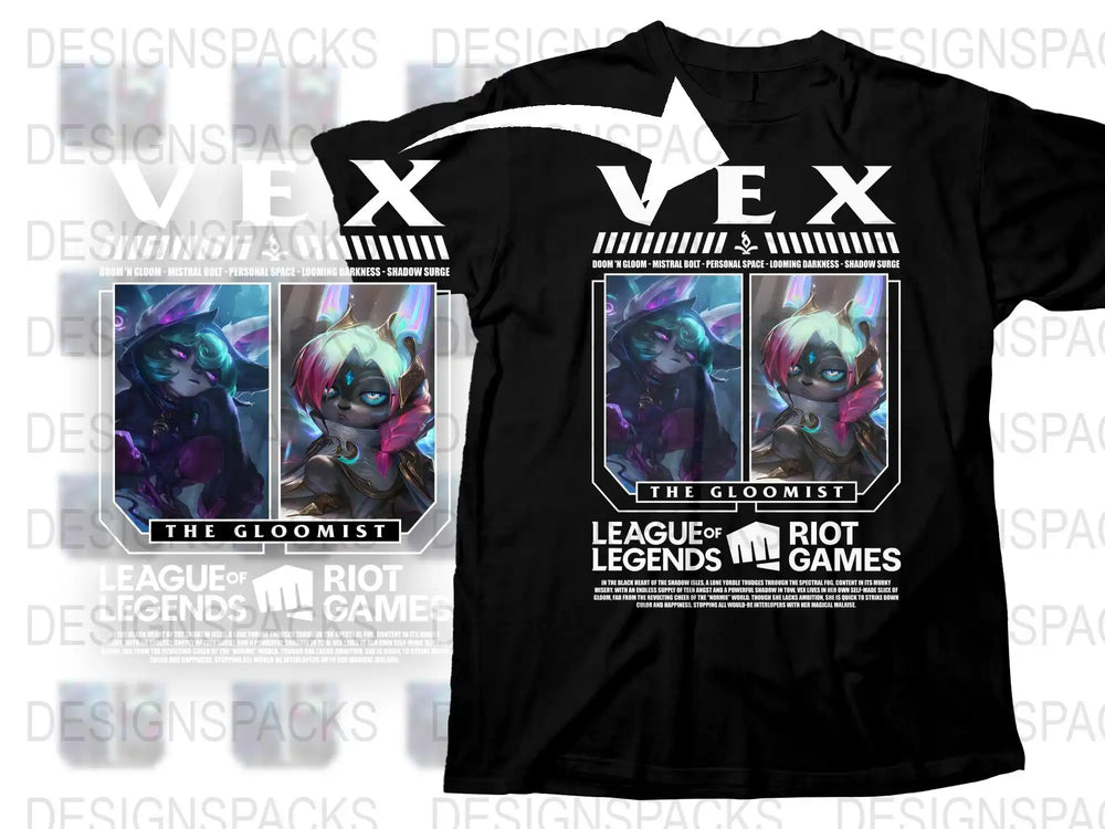 League of Legends Vex T-Shirt, The Gloomist Character Tee, Gaming Fan Apparel, Riot Games Merchandise