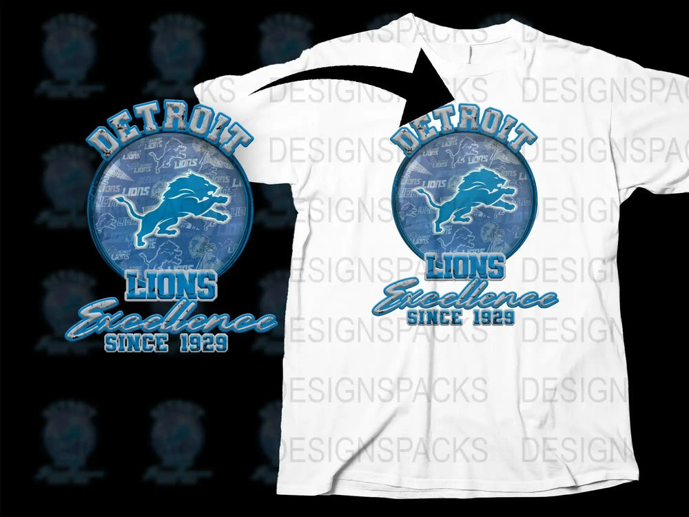 Detroit Lions Excellence Since 1929 Inspired T-Shirt, Vintage Football Fan Gear, Sports Team Apparel