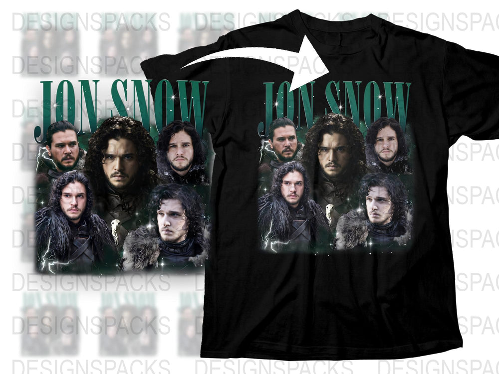 Jon Snow T-Shirt Game of Thrones Inspired Graphic Tee, Men's Black Cotton Shirt, Fan Merchandise, Multiple Sizes Available