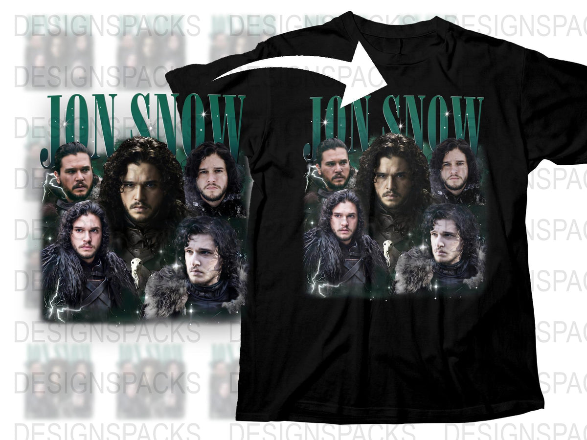 Jon Snow T-Shirt Game of Thrones Inspired Graphic Tee, Men's Black Cotton Shirt, Fan Merchandise, Multiple Sizes Available