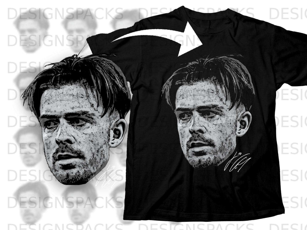Realistic Face Artwork on Black T-Shirt