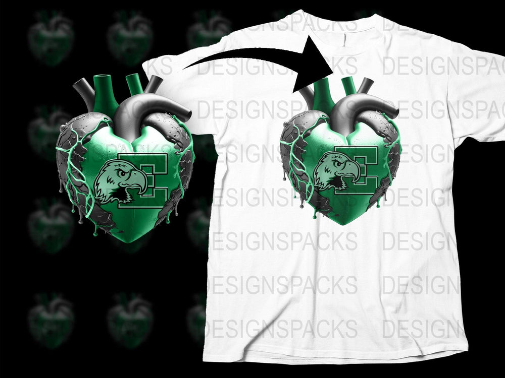 Unique Green Heart Design T-Shirt, Graphic Modern Style Tee, Unisex Fashion Top, Casual Wear