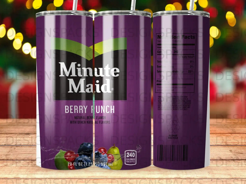 Minute Maid Berry Punch 20 fl oz bottle with nutrition facts label.