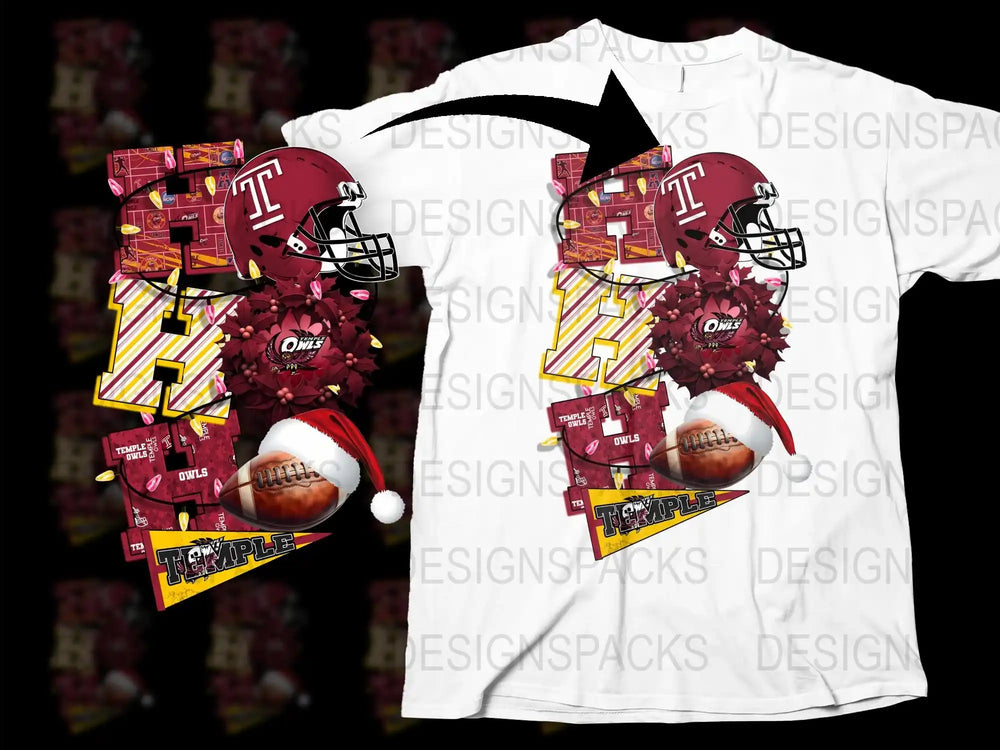 Temple University Football Graphic T-Shirt, College Sports Team Apparel, Trendy Athletic Tee, Unique Fan Gear Gift, Bold Design