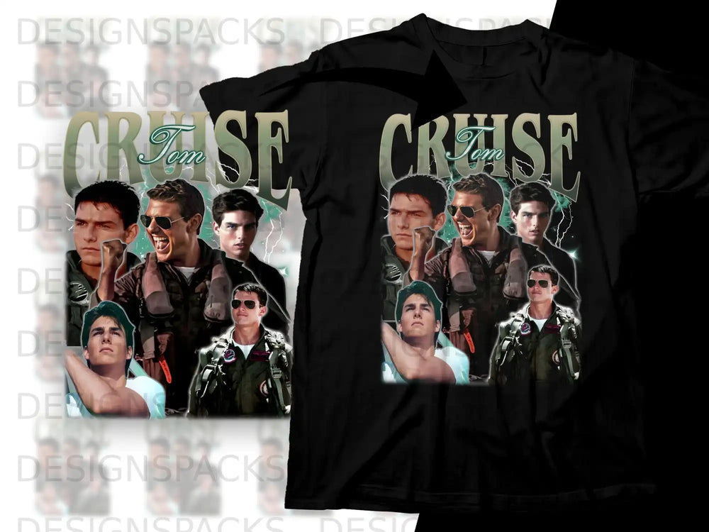 Tom Cruise as Maverick in Top Gun t-shirt design.