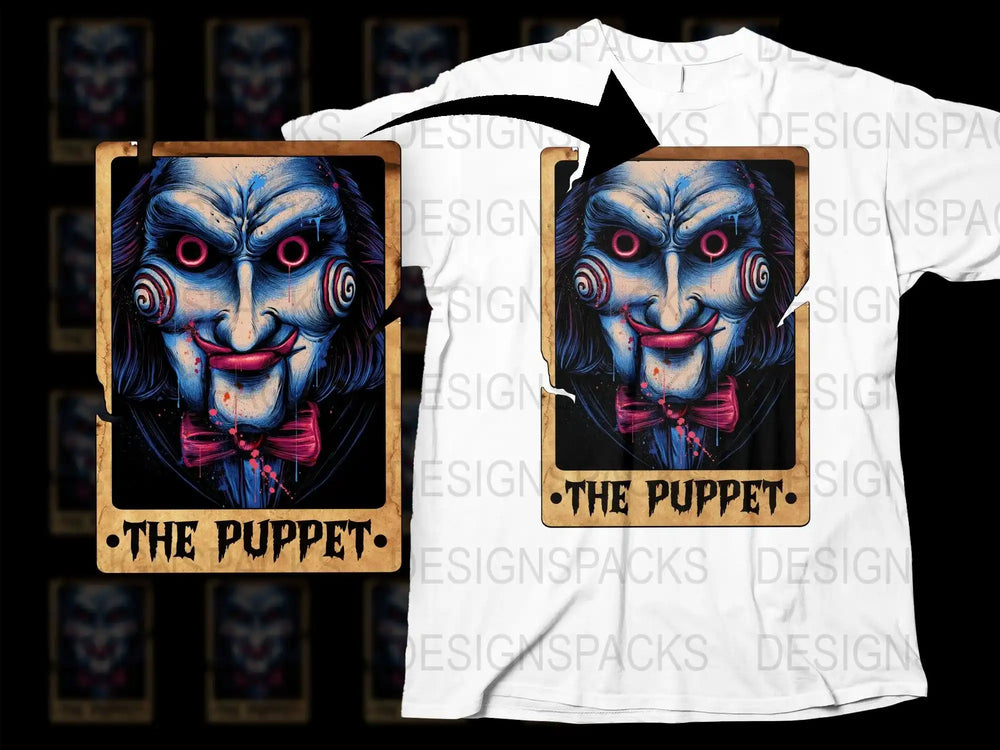 Creepy Puppet T-Shirt, Horror Movie Inspired Tee, Scary Clown Graphic Shirt, Unique Halloween Costume Idea, Unisex Cotton Top