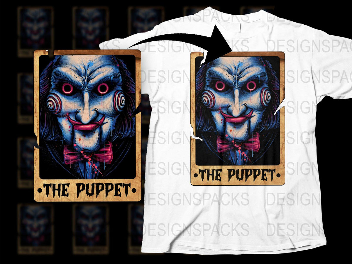 Creepy Puppet T-Shirt, Horror Movie Inspired Tee, Scary Clown Graphic Shirt, Unique Halloween Costume Idea, Unisex Cotton Top
