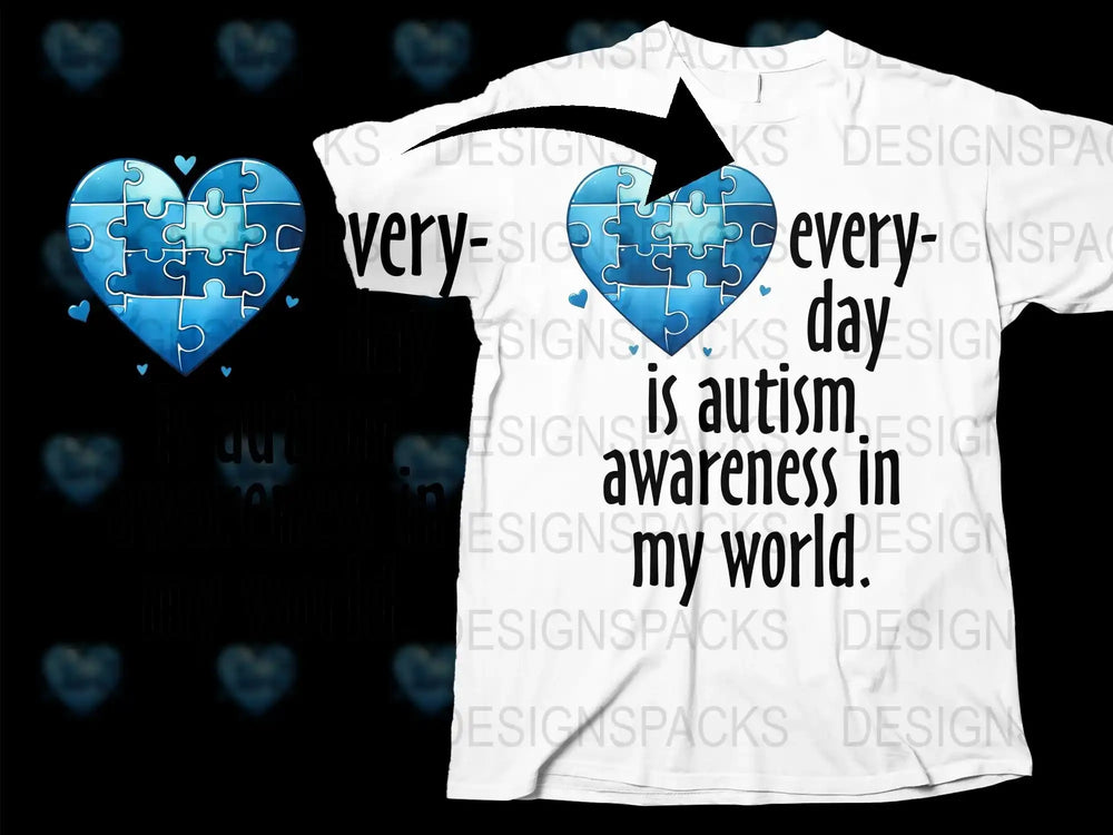 Autism Awareness Puzzle Heart T-Shirt, Everyday Support Tee, Autism Acceptance, Special Needs Advocacy Apparel