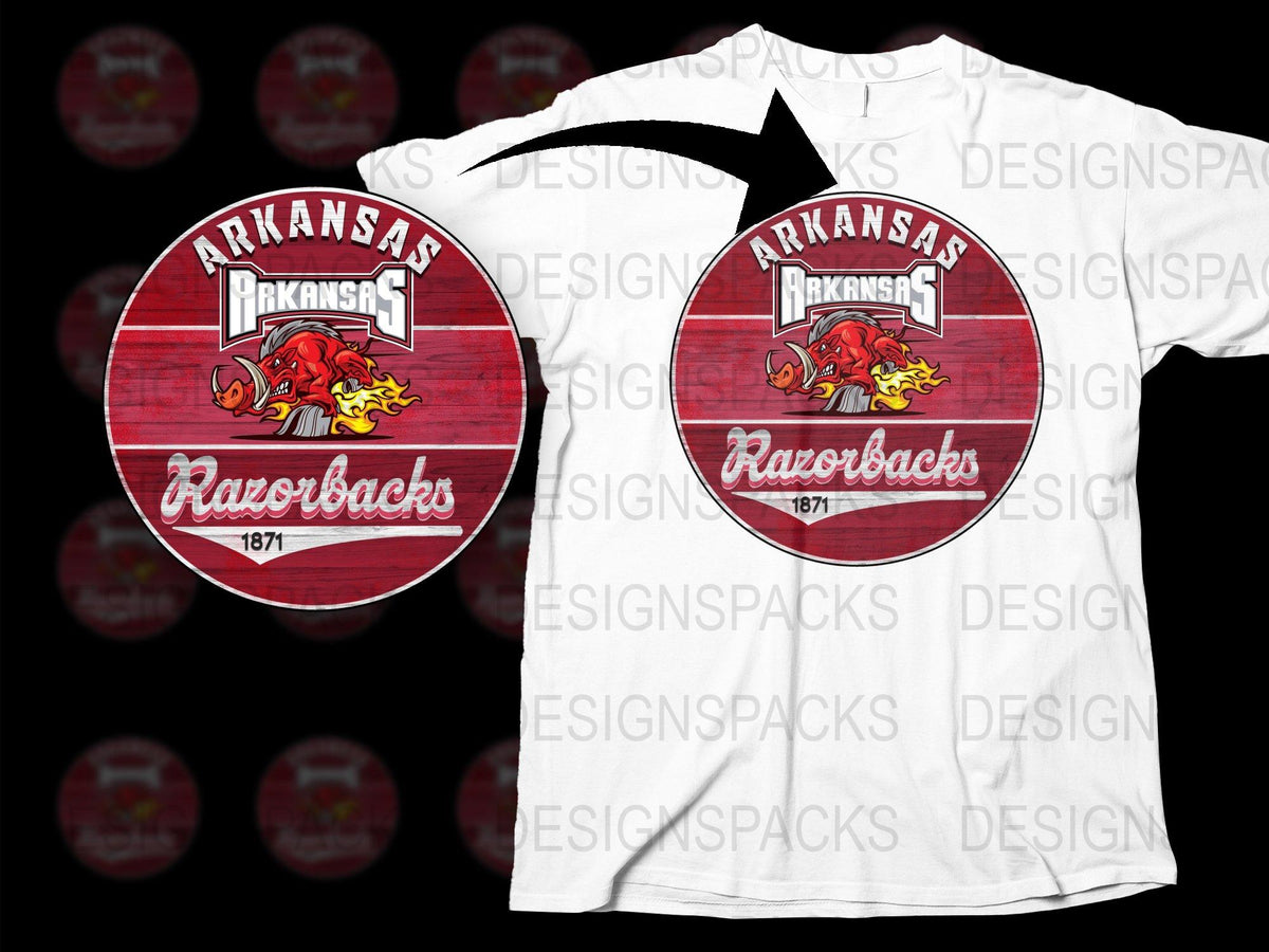 Arkansas Razorbacks T-Shirt, Vintage College Logo, White Tee, Sports Fan Apparel, 1871 Graphic