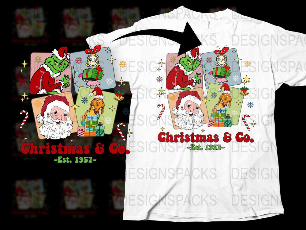 Vintage Christmas T-Shirt Santa and Elves Holiday Graphic Tee Festive Family Apparel, Gift Idea 1957 Design