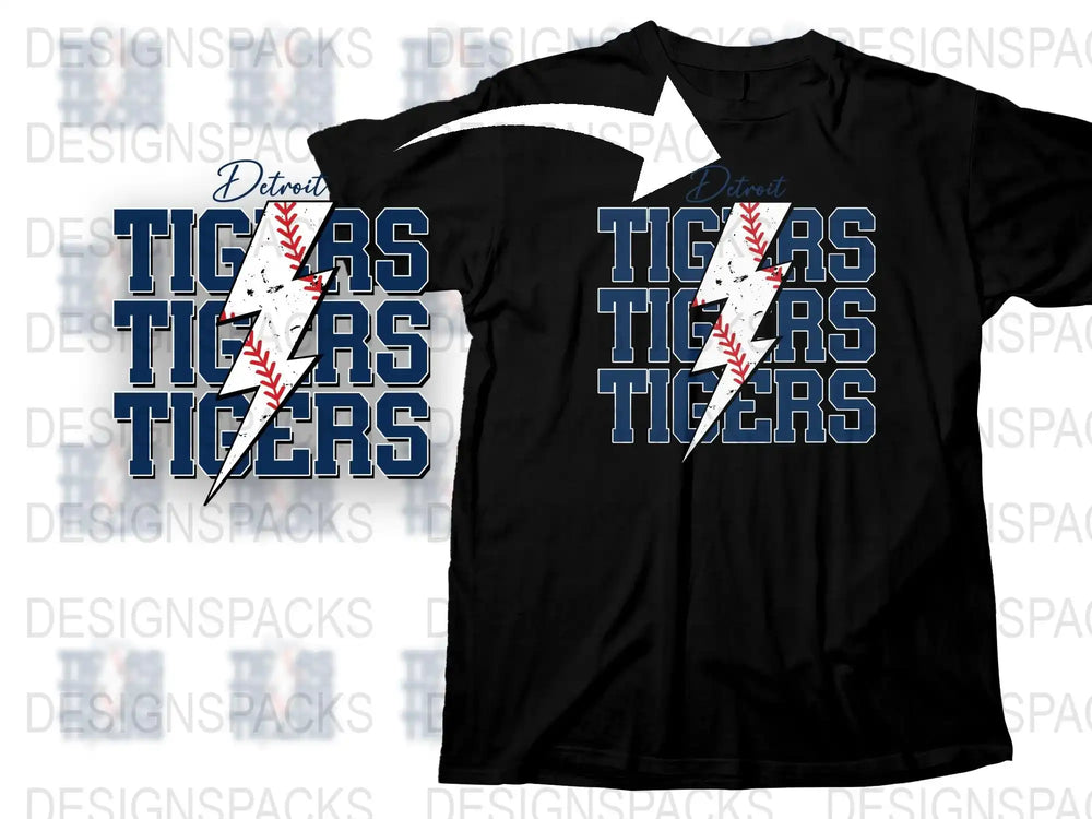 Detroit Tigers Inspired T-Shirt, Sports Team Graphic Tee, Baseball Fan Apparel, Unisex Black Shirt