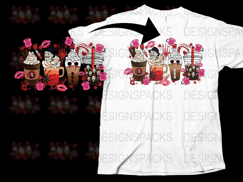 Cute Halloween Coffee T-Shirt, Spooky Latte Graphic Tee, Fun Autumn Drinks Design, Unisex Shirt