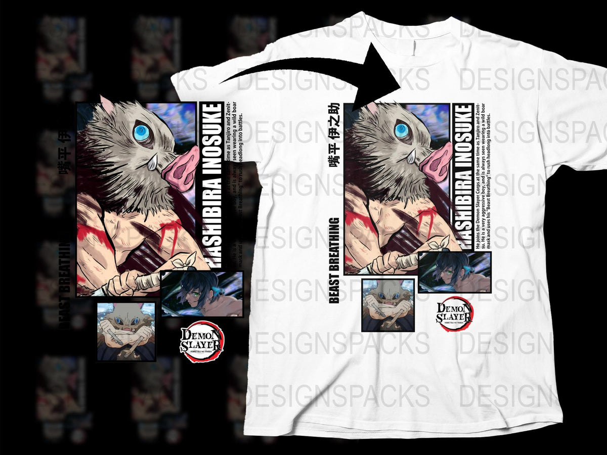 Demon Slayer Anime T-Shirt, Hashibira Inosuke Graphic Tee, Unisex Manga Shirt, Fan Merchandise, Gift Idea
