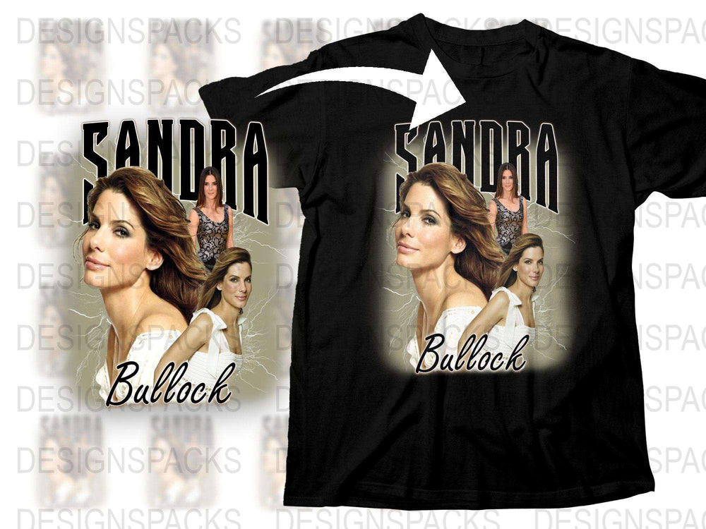 Sandra Celebrity Graphic T-Shirt, Women's Fashion Tee, Casual Black Shirt, Multiple Poses Design, Trendy Top