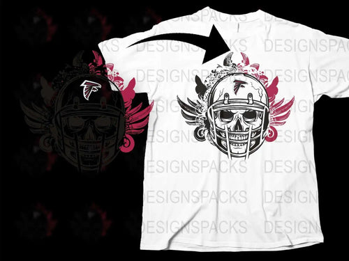 Atlanta Falcons Inspired Samurai Helmet Graphic T-Shirt, NFL Team Fan Art, Unique Sports Apparel