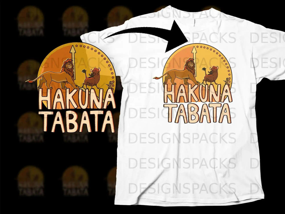 Hakuna Tabata Lion and Warthog Design T-shirt