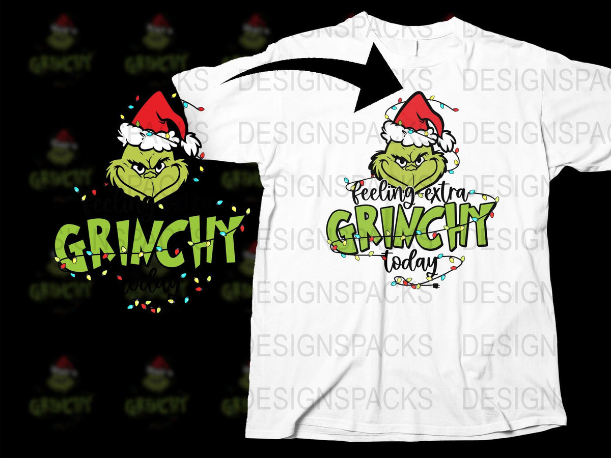 Grinch Christmas T-Shirt, Funny Holiday Tee, Santa Hat Graphic, Unisex Adult Clothing, Festive Winter Apparel
