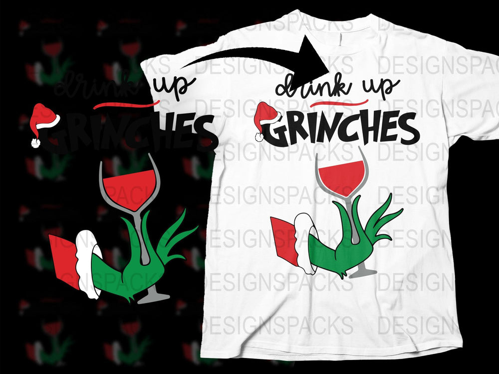 Funny Grinch T-Shirt, Christmas Drinking Shirt, Drunk Up Grinches, Holiday Wine Lovers Tee, Festive Party Outfit, Unisex Cotton Shirt