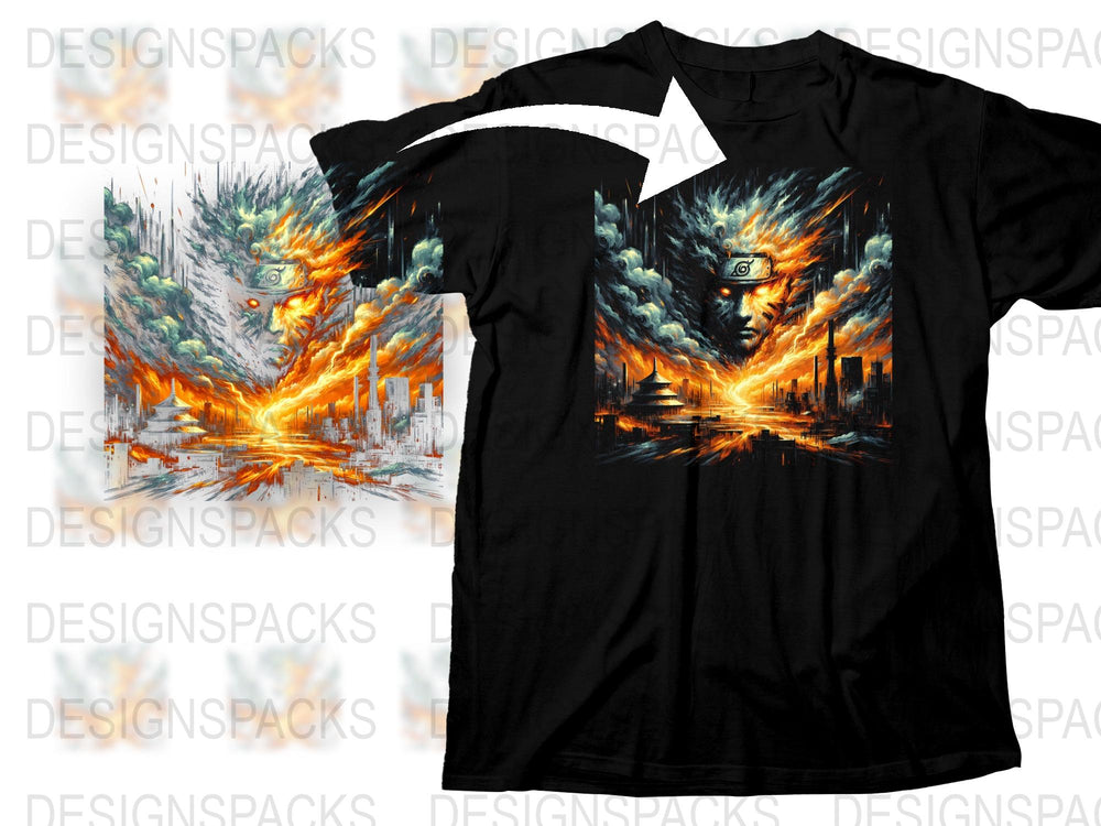 Graphic T-Shirt with Fiery Dragon and Destroyed City Art, Unisex Fantasy Tee, Unique Gift Idea