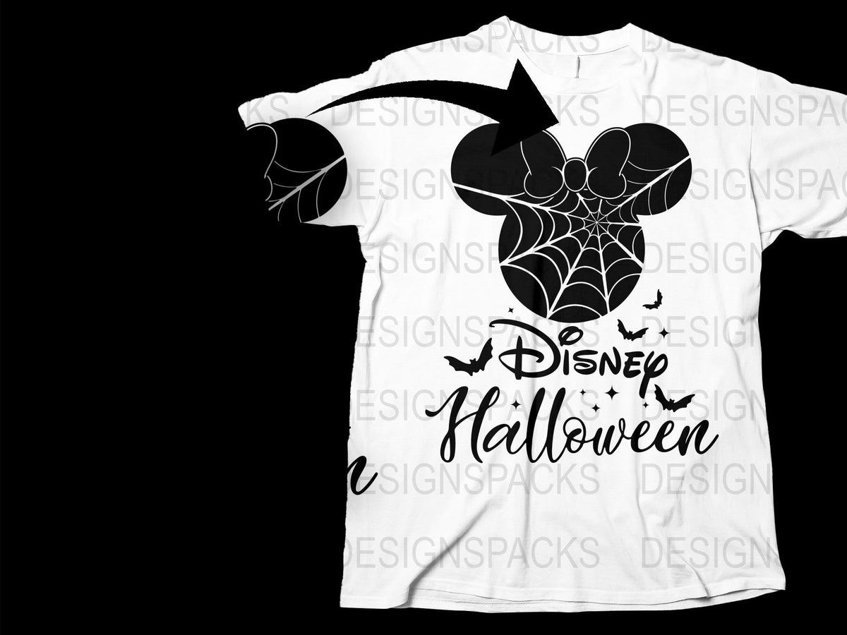 Disney Halloween T-Shirt with Mickey Mouse and Spider Web Design, Casual Wear for Family Events