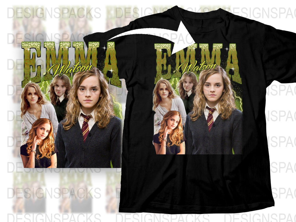 Emma Watson Inspired Graphic T-Shirt, Movie Star Photo Collage, Casual Unisex Tee, Gift for Fans