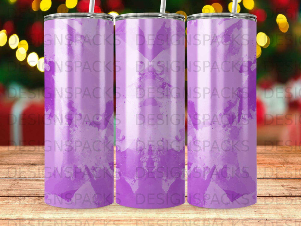 Three tumblers with a purple gradient and "DESIGNSPACKS" watermark.