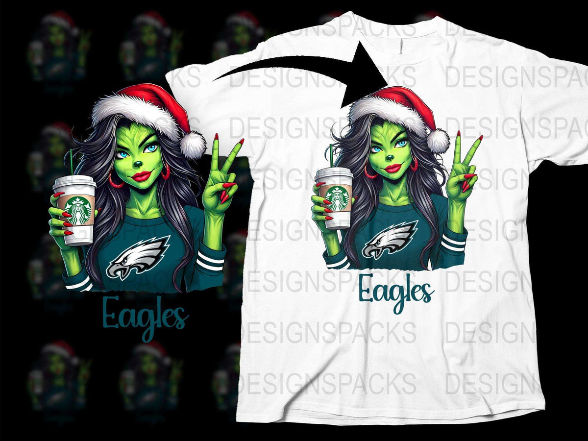 Philadelphia Eagles Fan T-Shirt, Christmas Santa Hat, Green Monster, Coffee Lover, Unique Sports Apparel Gift