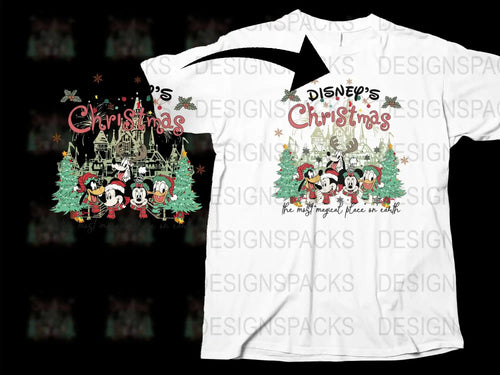 Disney Christmas T-Shirt, Mickey Mouse Holiday Tee, Festive Family Matching Shirts, Magic Kingdom Xmas Apparel Gift