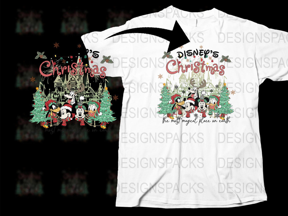 Disney Christmas T-Shirt, Mickey Mouse Holiday Tee, Festive Family Matching Shirts, Magic Kingdom Xmas Apparel Gift