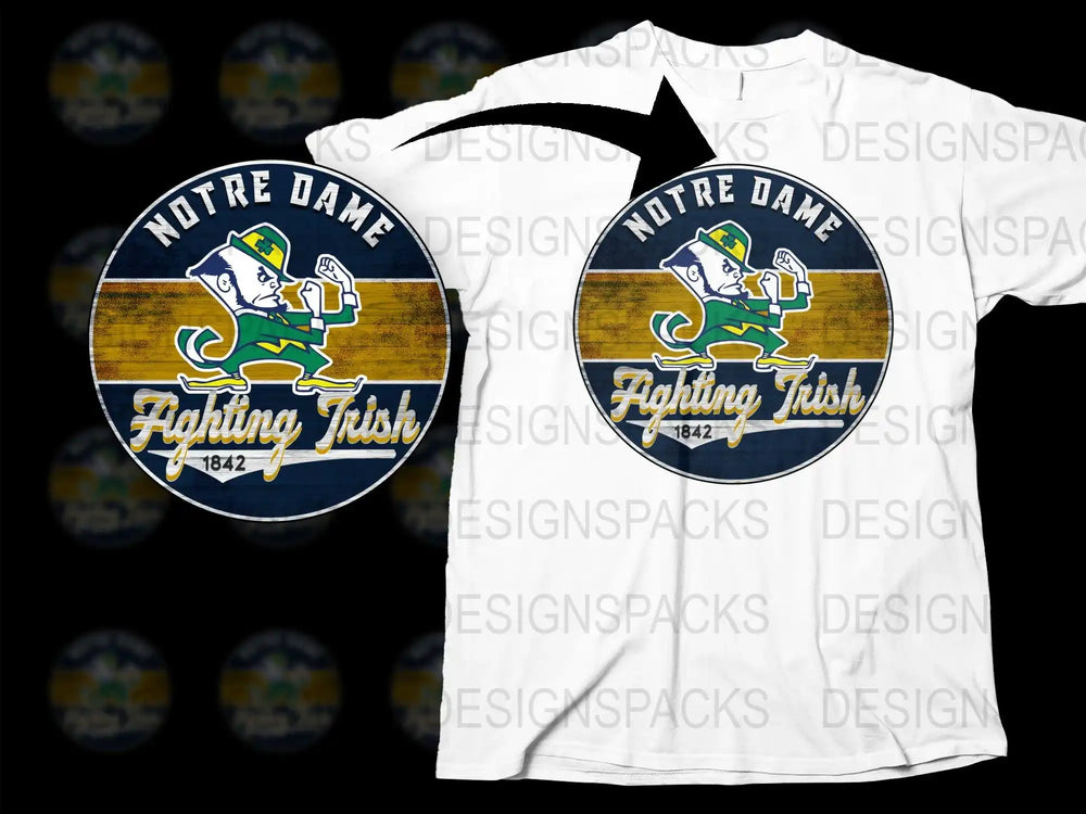 Notre Dame Fighting Irish T-Shirt, Vintage Logo Design, College Football Tee, Sports Fan Apparel