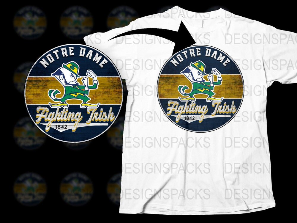 Notre Dame Fighting Irish T-Shirt, Vintage Logo Design, College Football Tee, Sports Fan Apparel