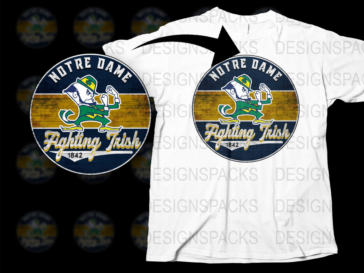 Notre Dame Fighting Irish T-Shirt, Vintage Logo Design, College Football Tee, Sports Fan Apparel
