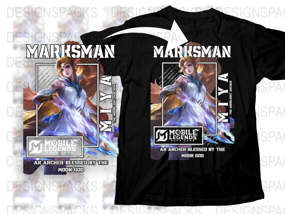 Mobile Legends Miya Inspired T-Shirt, Archer Blessed by the Moon God Graphic Tee
