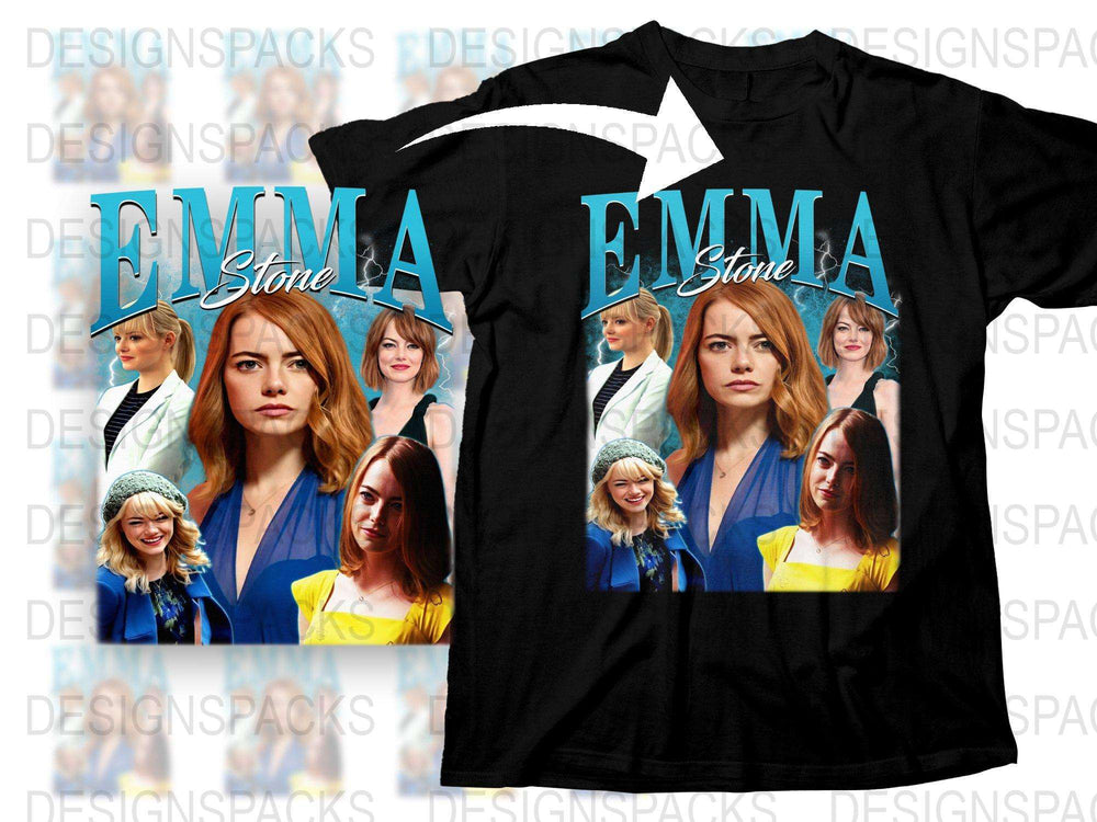 Emma Stone Graphic T-Shirt, Collage Style, Movie Star Fan Tee, Celebrity Photo Print Shirt, Fashionable Casual Wear, Unique Gift Idea