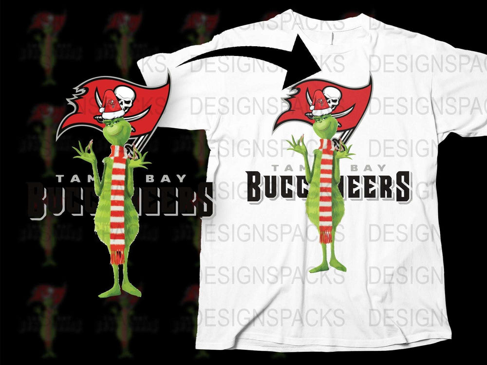 Tampa Bay Buccaneers Grinch Themed T-Shirt, NFL Football Fan Apparel, Unique Sports Gift Idea