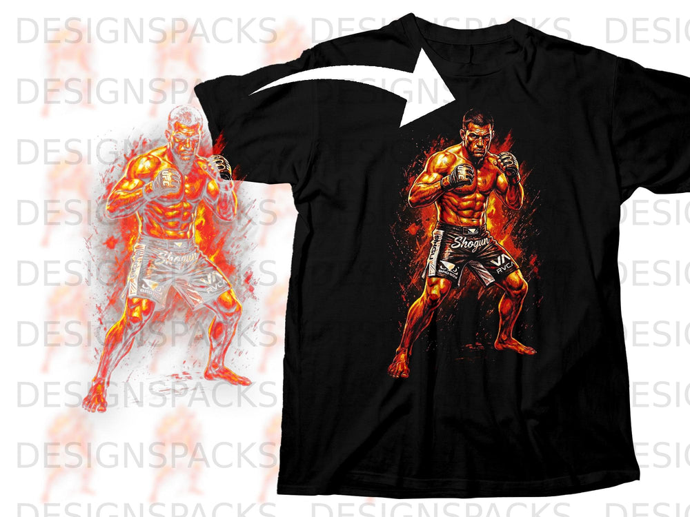 Black t-shirt featuring a graphic of fighter Shogun Rua in fighting stance.