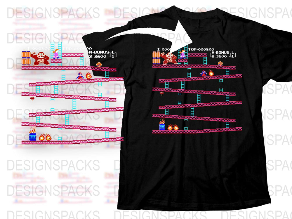Retro Arcade Game T-Shirt, Classic 80s Video Game, Pixel Art Design, Unisex Graphic Tee, Vintage Gamer Gift, Black Cotton Shirt.