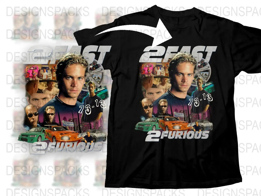 Paul Walker Tribute T-Shirt, 2 Fast 2 Furious Graphic Tee, Movie Fan Apparel, Collector's Item